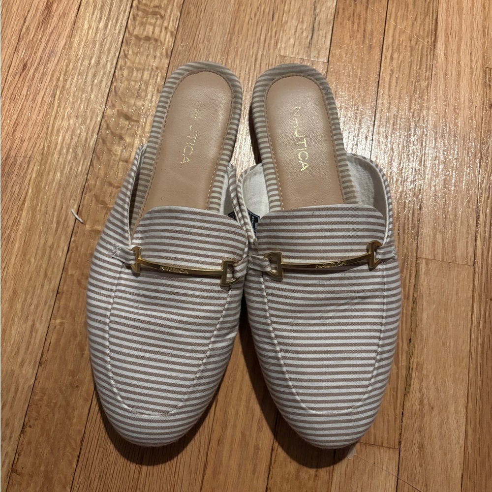 Nautica Women's Blue Striped Mules